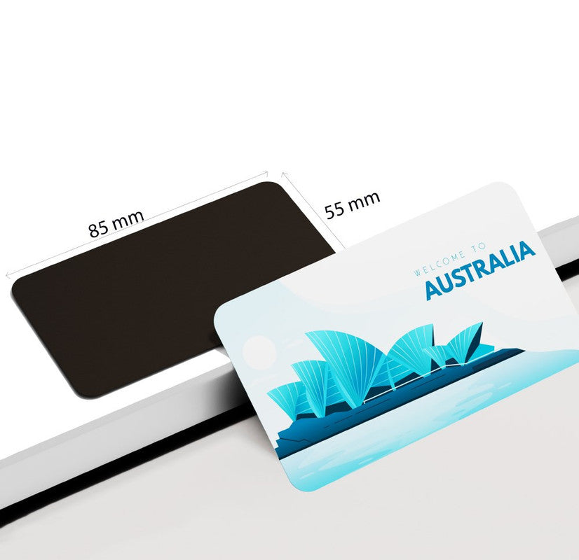 dhcrafts Rectangular Rubber Fridge Magnet / Magnetic Card Blue Australia D1 Design Pack of 1 (8.6cm x 5.4cm)